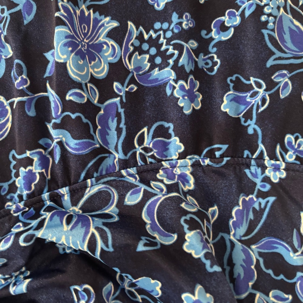 MAXINE OF HOLLYWOOD Flattering One Piece Skirt Swimwear Floral Blue - Picture 3 of 8
